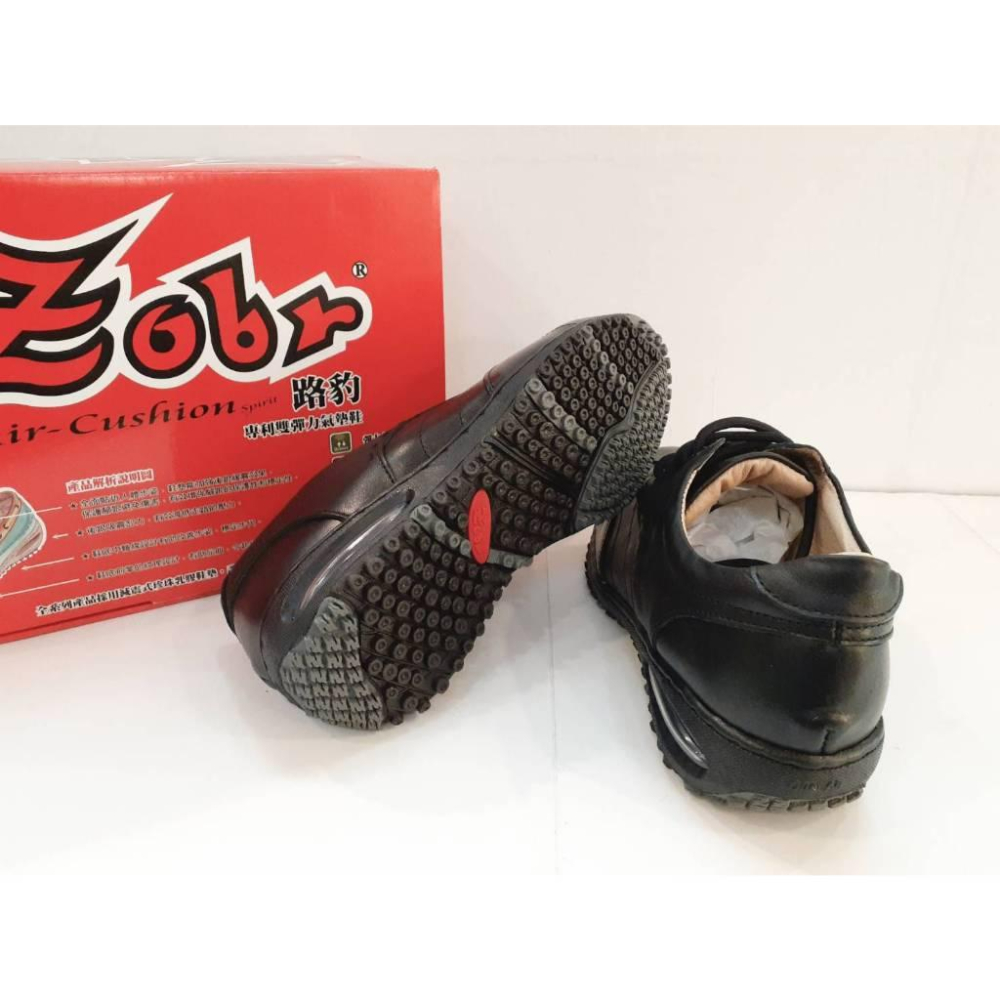 [kikishoes]ZOBR 真皮綁帶氣墊休閒鞋黑色工作鞋台灣製止滑橡膠底檯-細節圖2