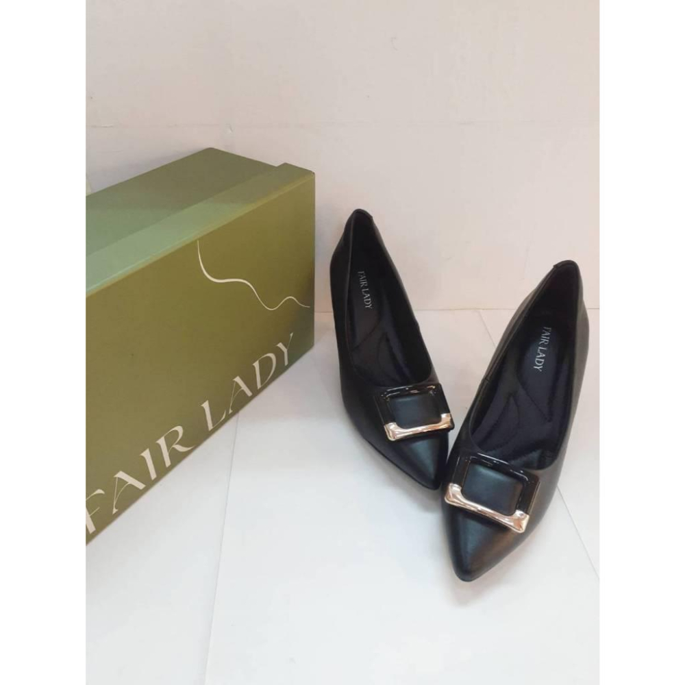 [kikishoes] 【FAIR LADY】芯太軟 時髦造型方釦高跟鞋  黑色 通勤鞋 上班跟鞋6G2937-細節圖3