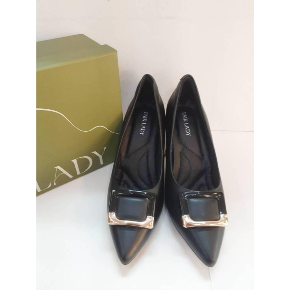 [kikishoes] 【FAIR LADY】芯太軟 時髦造型方釦高跟鞋  黑色 通勤鞋 上班跟鞋6G2937-細節圖4