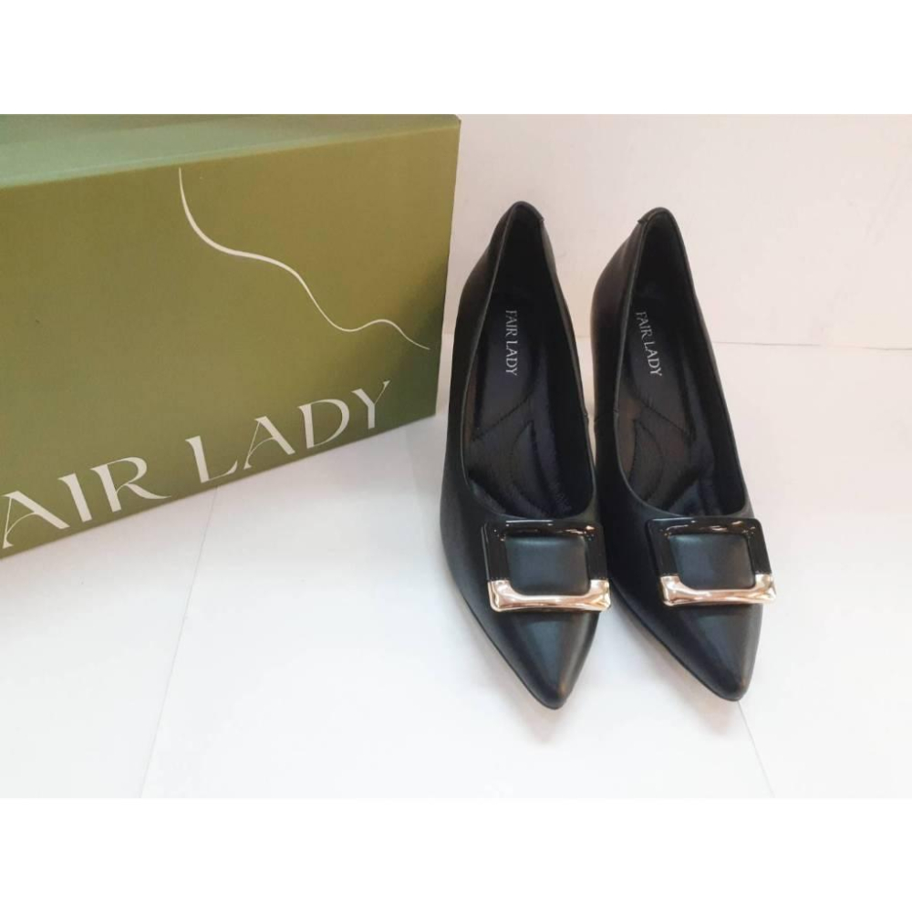 [kikishoes] 【FAIR LADY】芯太軟 時髦造型方釦高跟鞋  黑色 通勤鞋 上班跟鞋6G2937-細節圖6