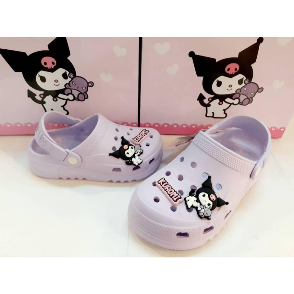 [kikishoes]Kuromi 酷洛米❤布希鞋卡通拖鞋兒童拖鞋三麗鷗家族防水拖鞋親子鞋正版授權女童拖鞋女童涼鞋親子鞋-細節圖3