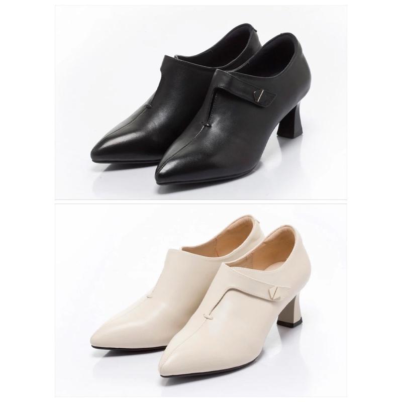 [kikishoes]  【FAIR LADY】特價優惠 優雅小姐 氣質美型羊皮高跟踝靴 奶油白 黑(8H2770)-細節圖3