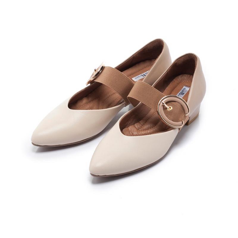 [Kikishoes] 【FAIR LADY】芯太軟 腰帶裝飾瑪莉珍鞋 黑色、米色（602370)-細節圖7