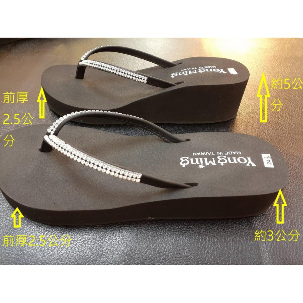 [kikishoes]哈韓版個性夾腳涼鞋拖鞋黑鑽白鑽色厚底夾腳鞋輕量夾腳鞋修飾腳背海灘鞋防水拖鞋台灣製性感夾腳鞋-細節圖6