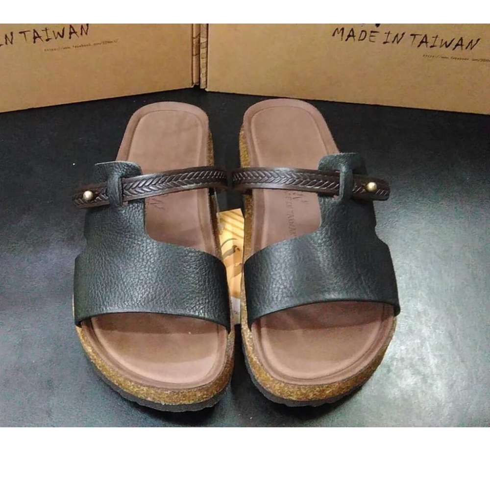 ［kikishoes]台灣自創品牌腳ㄚ子純手工強韌耐穿牛皮底牛皮面拖鞋涼鞋止滑拖鞋非對稱腳背顏色-細節圖4