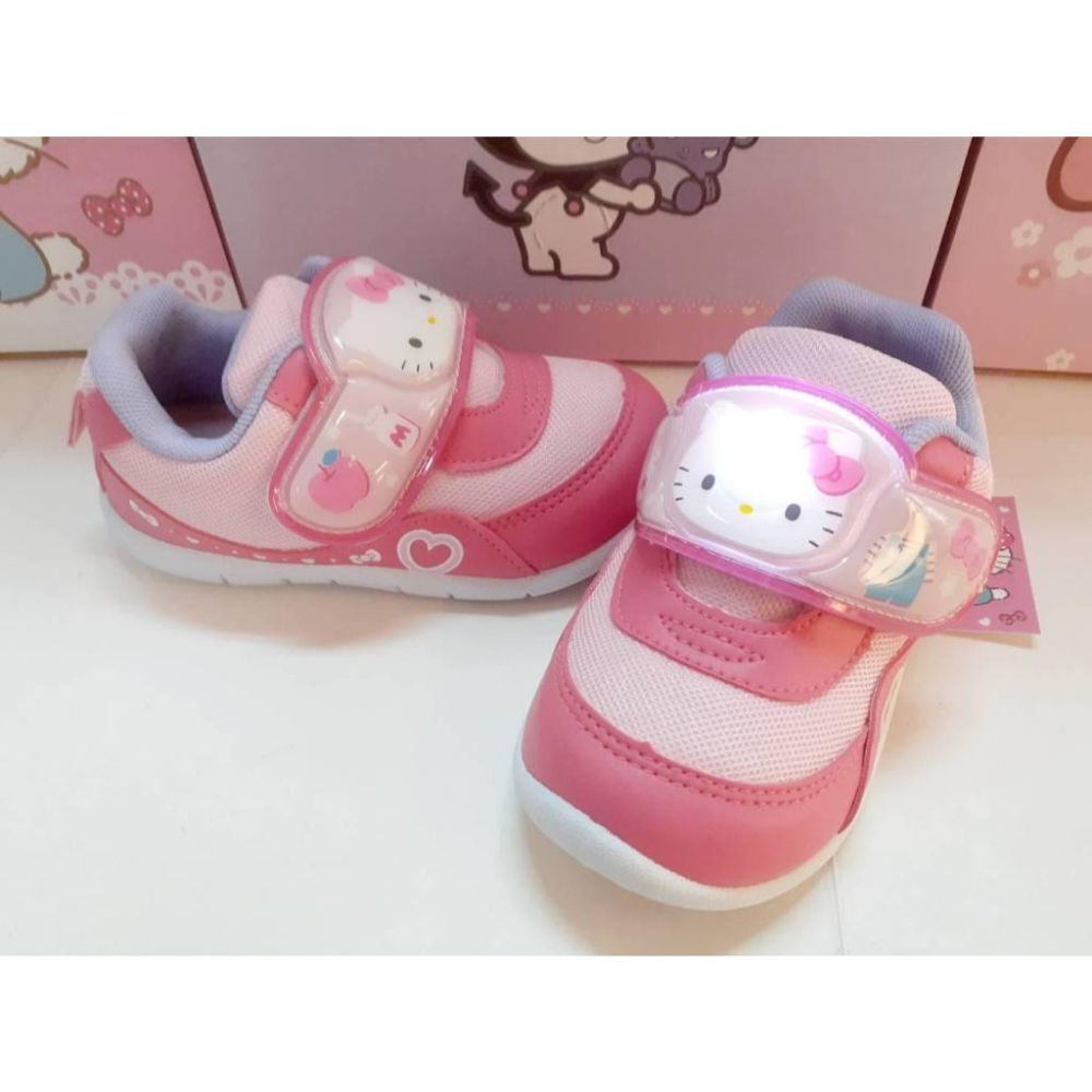 ［kikishoes] 三麗鷗HELLO Kitty❤美樂蒂👍庫洛米👀電燈童鞋女童包鞋魔鬼氈運動鞋台灣製KUROMI-細節圖7