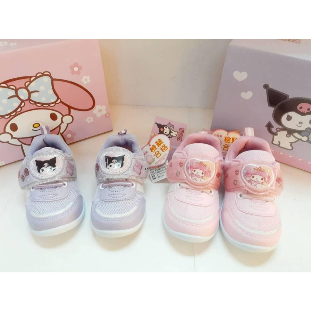 ［kikishoes] 三麗鷗HELLO Kitty❤美樂蒂👍庫洛米👀電燈童鞋女童包鞋魔鬼氈運動鞋台灣製KUROMI-細節圖8