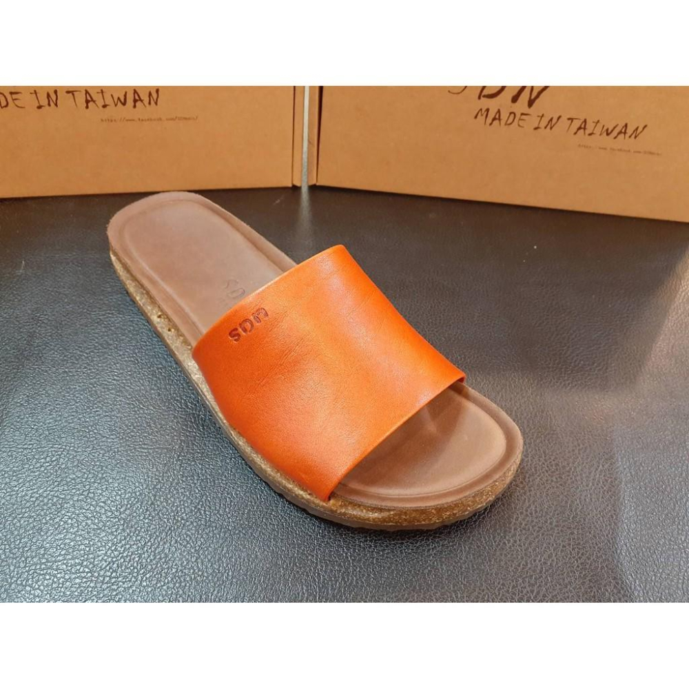 [KIKISHOES]-台灣自創品牌腳ㄚ子純手工鞋強韌耐穿牛皮一版(片)超有質感簡單大方止滑真皮拖鞋酒紅橙色綠色免運活動-細節圖5