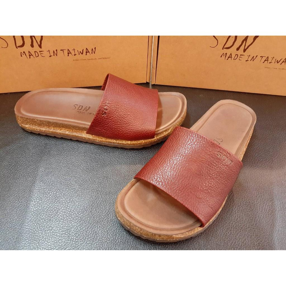 [KIKISHOES]-台灣自創品牌腳ㄚ子純手工鞋強韌耐穿牛皮一版(片)超有質感簡單大方止滑真皮拖鞋酒紅橙色綠色免運活動-細節圖7