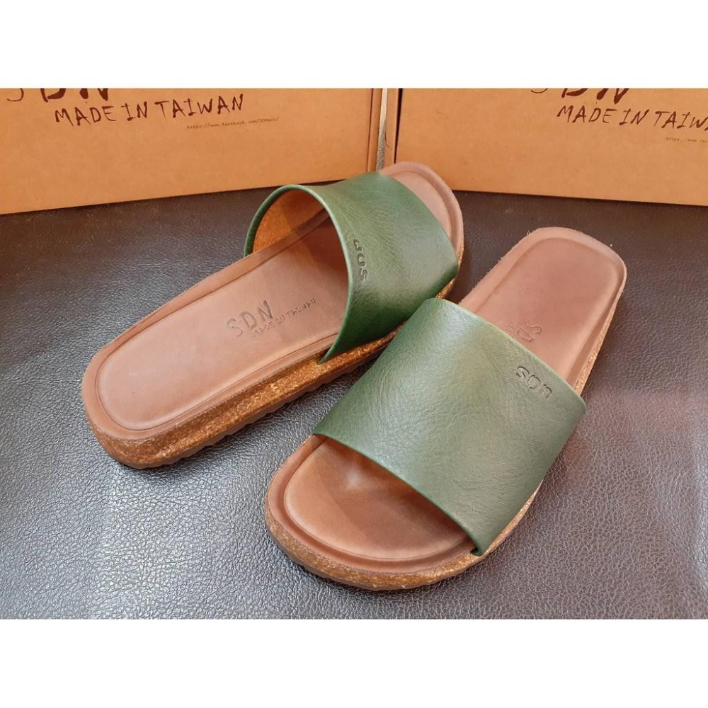 [KIKISHOES]-台灣自創品牌腳ㄚ子純手工鞋強韌耐穿牛皮一版(片)超有質感簡單大方止滑真皮拖鞋酒紅橙色綠色免運活動-細節圖8