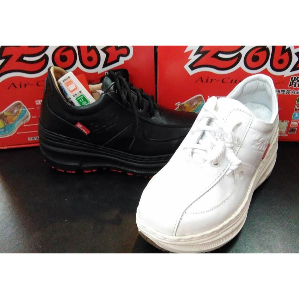 [kikishoes]Zobr路豹牛皮厚底氣墊休閒鞋台灣製真皮手工氣墊鞋方便好穿鞋帶式黑色白色工作鞋-細節圖2