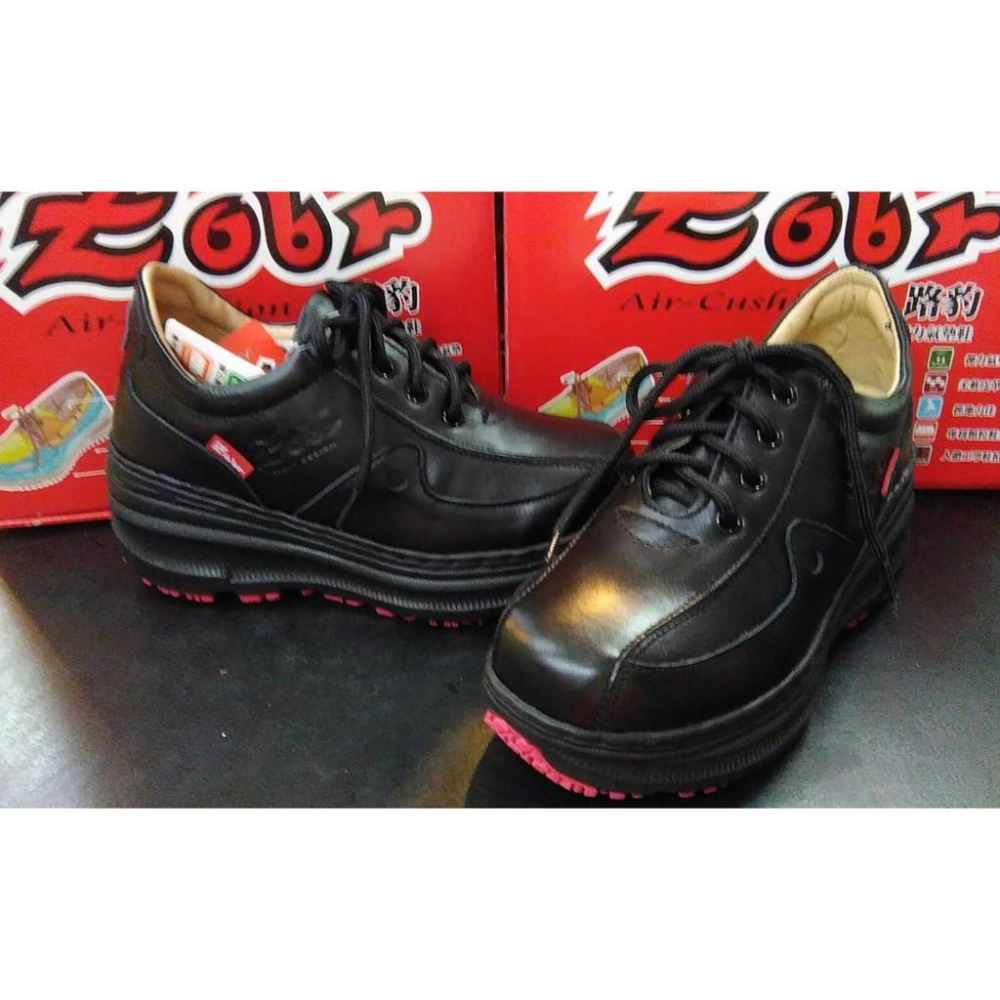 [kikishoes]Zobr路豹牛皮厚底氣墊休閒鞋台灣製真皮手工氣墊鞋方便好穿鞋帶式黑色白色工作鞋-細節圖3