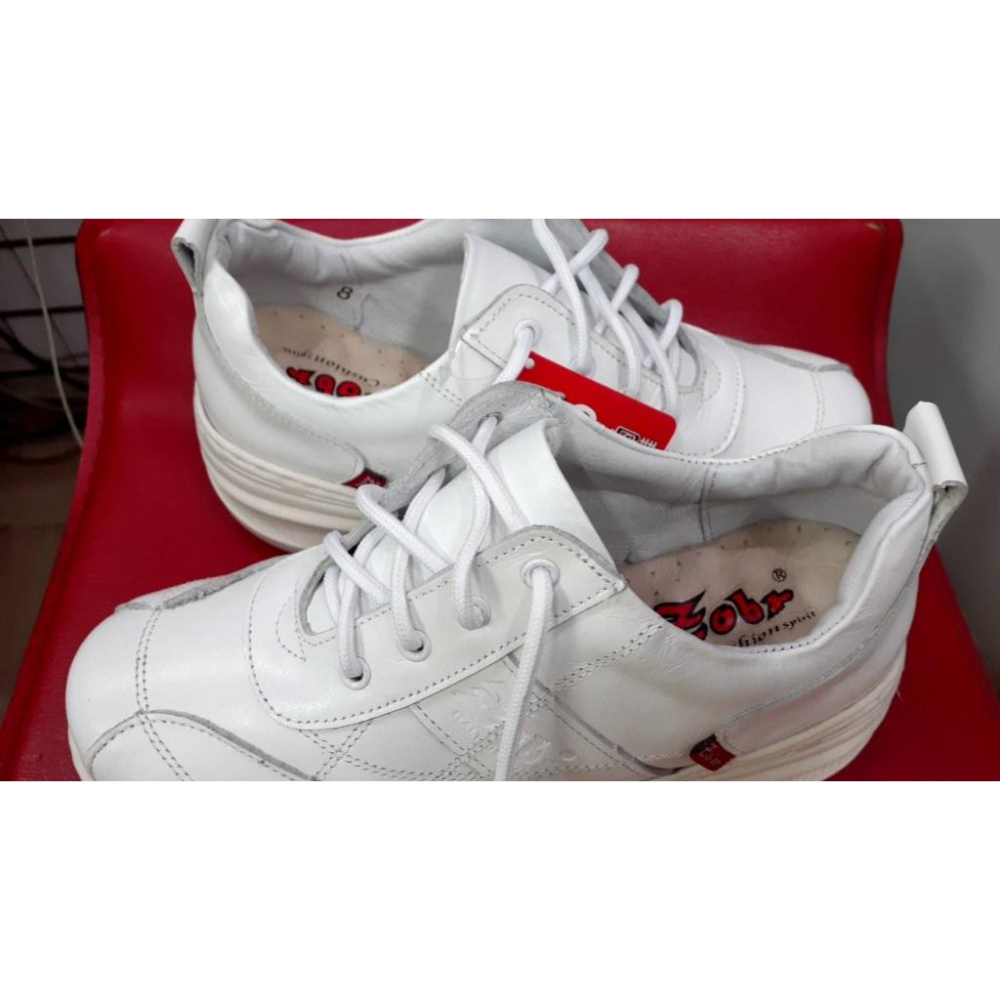 [kikishoes]Zobr路豹牛皮厚底氣墊休閒鞋台灣製真皮手工氣墊鞋方便好穿鞋帶式黑色白色工作鞋-細節圖5