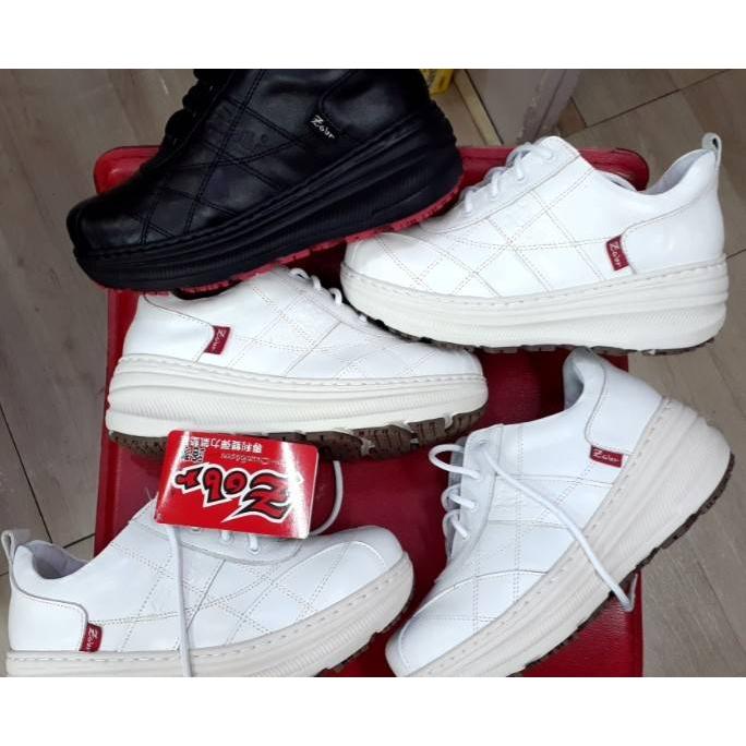 [kikishoes]Zobr路豹牛皮厚底氣墊休閒鞋台灣製真皮手工氣墊鞋方便好穿鞋帶式黑色白色工作鞋-細節圖6