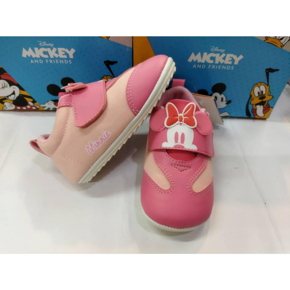 [kikishoes]Disney迪士尼正版授權米老鼠米妮寬楦魔鬼氈休閒運動鞋台灣製寶寶鞋台灣製-細節圖2