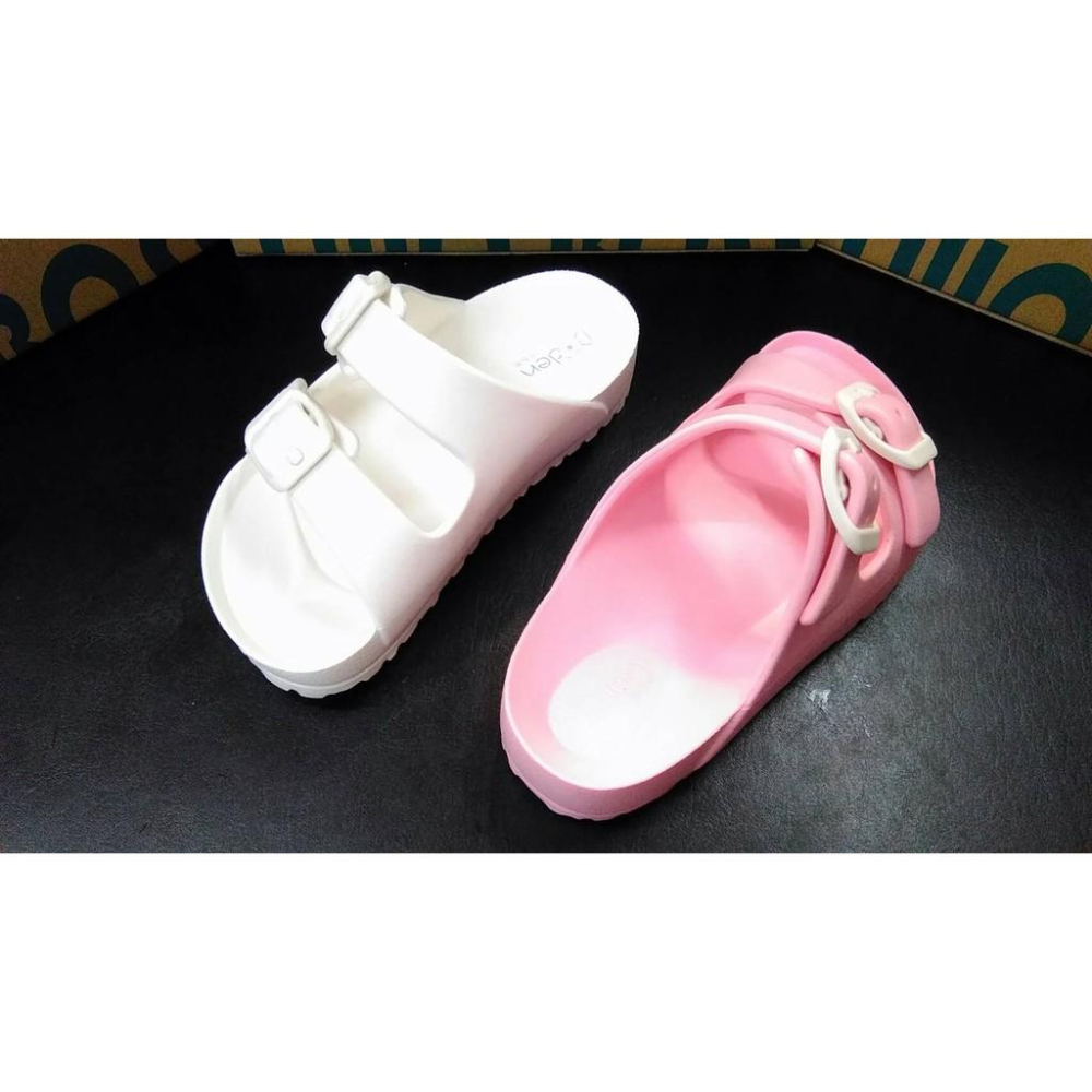 [kikishoes] 超輕量兩板式雙扣環膠鞋運動拖鞋男童防水拖鞋休閒款AB拖鞋白色藍色黑色台灣製腳背可以調整寬度-細節圖7