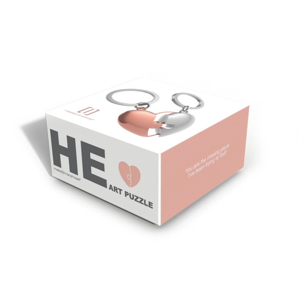Metalmorphose/MTM 粉色心型拼圖鑰匙圈 比利時鑰匙圈 質感鑰匙圈 精品鑰匙圈-細節圖3