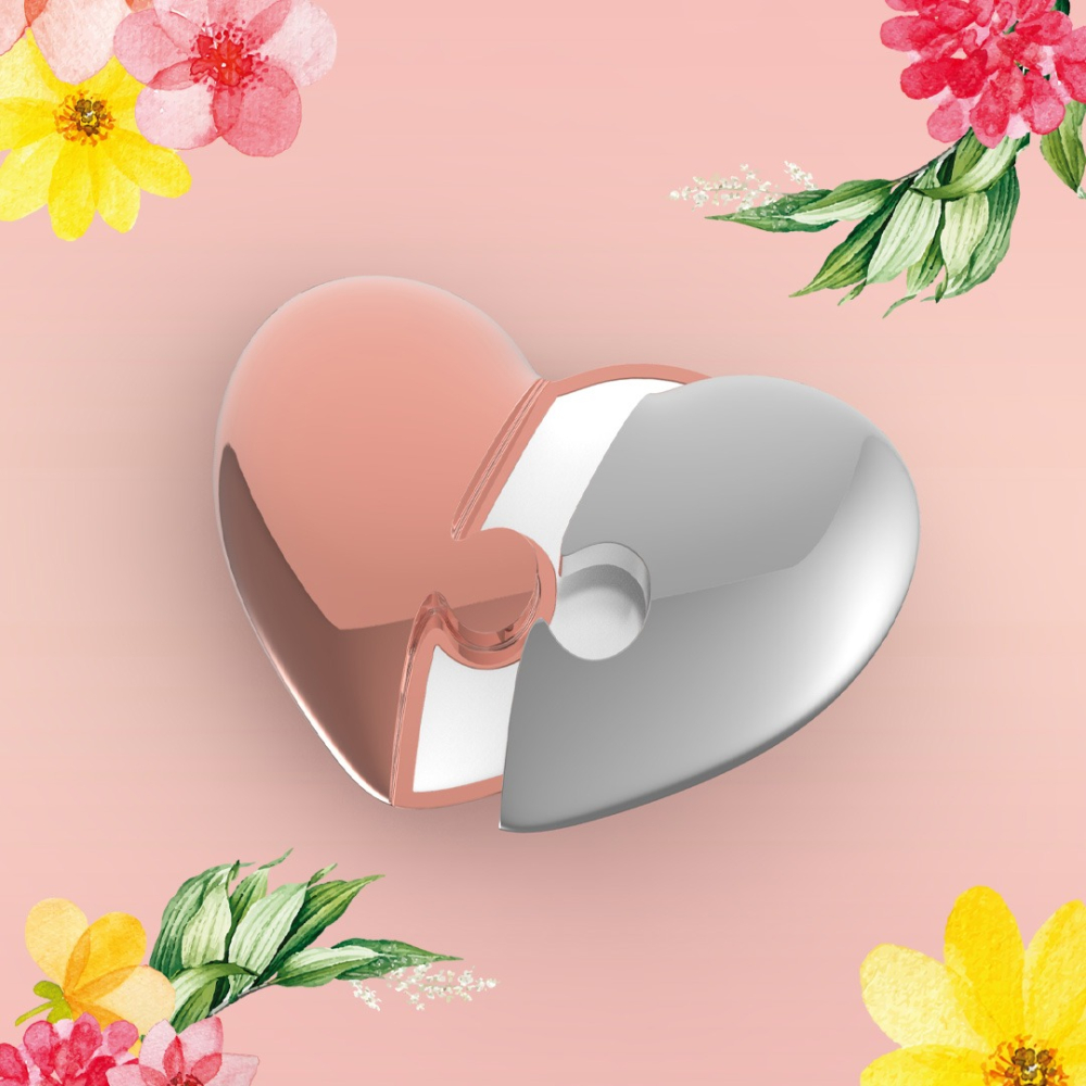 Metalmorphose/MTM 粉色心型拼圖鑰匙圈 比利時鑰匙圈 質感鑰匙圈 精品鑰匙圈-細節圖4