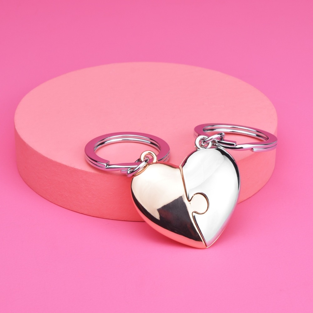 Metalmorphose/MTM 粉色心型拼圖鑰匙圈 比利時鑰匙圈 質感鑰匙圈 精品鑰匙圈-細節圖7