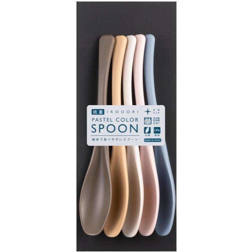 ✨蝦皮熱銷✨【彩色抗菌湯匙5入】湯匙 餐具 環保餐具 日本餐具組 湯勺 日本餐具 日式湯匙 木湯匙 拉麵勺 餐具組-細節圖5