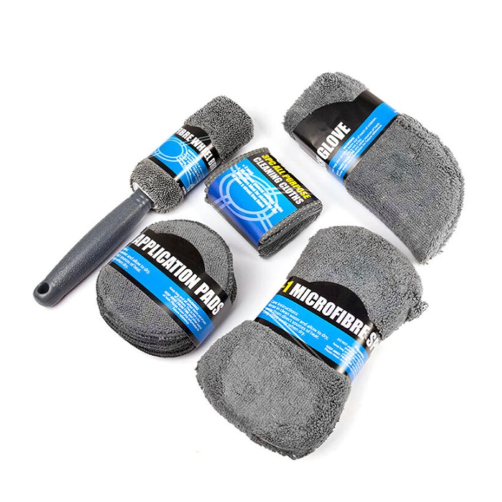 【昕展】台灣現貨 洗車 美容清潔工具組 9件組 超細纖維布 8字泡棉 打蠟 內飾擦布 輪框刷 汽車百貨 汽車美容 洗車-細節圖2