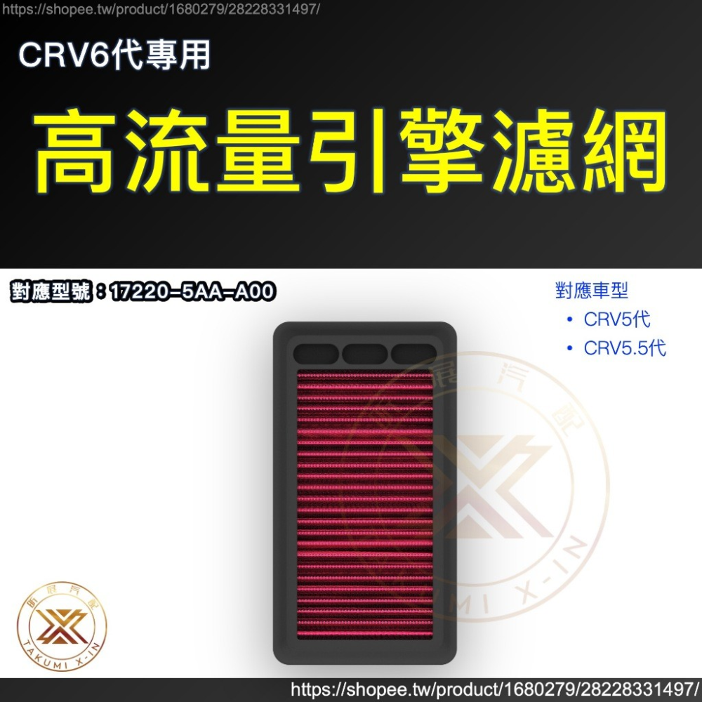【昕展】 CRV6 CRV5 專用 高流量 可水洗 濾網 冷氣 空調 引擎 發動機 空濾 環保 耗材 周邊 配件-規格圖5