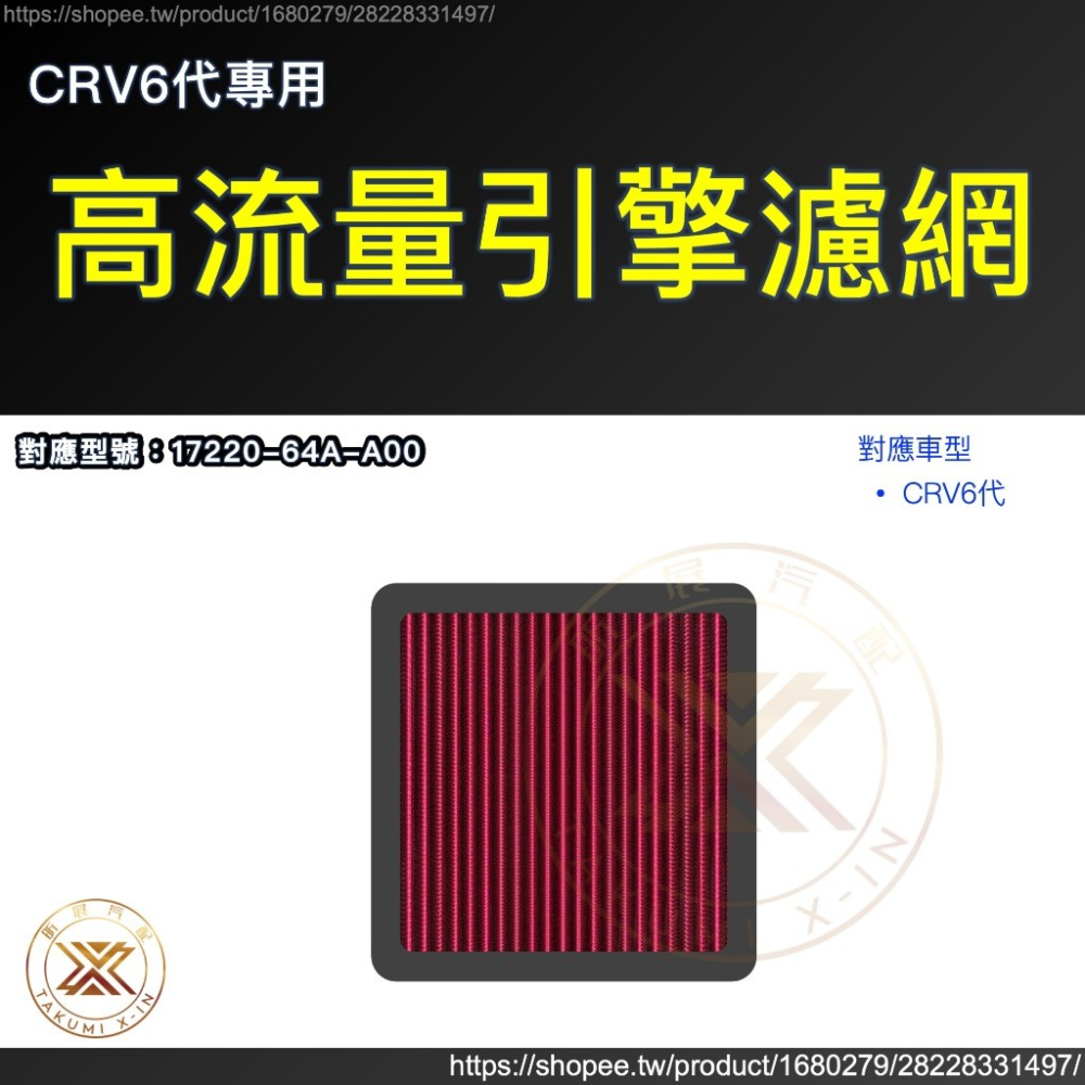 【昕展】 CRV6 CRV5 專用 高流量 可水洗 濾網 冷氣 空調 引擎 發動機 空濾 環保 耗材 周邊 配件-規格圖5