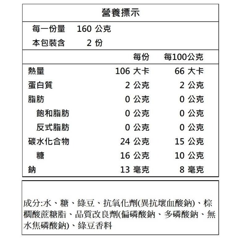 【免運】巧口綠豆湯 320g*24瓶/箱【現貨 附發票】-細節圖2
