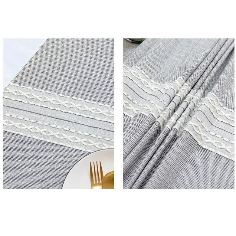 田園風棉麻防水桌布-灰色(140x140cm)【現貨 附發票】