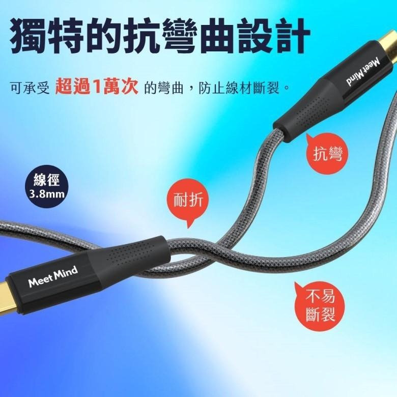 Meet Mind (USB-C to USB-C)100W漁網編織強化快速充電傳輸線2.2M-鍍金 【現貨 附發票】-細節圖6