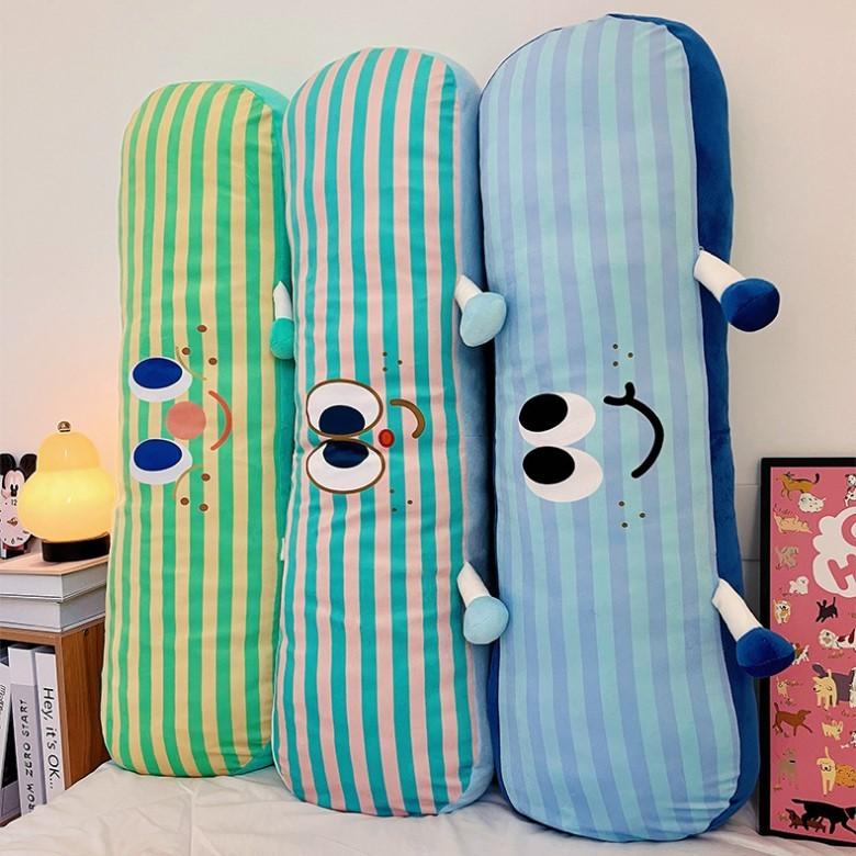 大眼條紋抱枕(綠條紋斜眼/藍條紋鬥雞眼/藍色斜眼)【現貨 附發票】-細節圖3