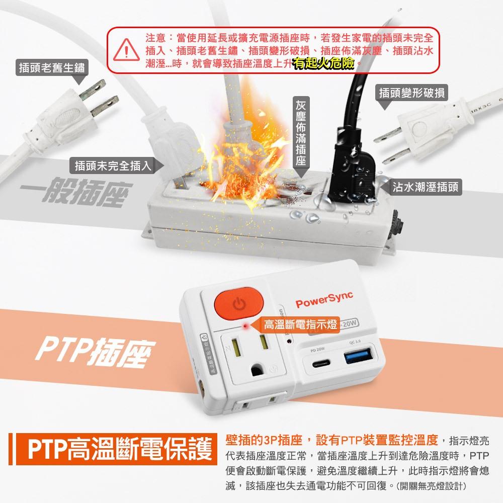 PowerSync 群加 2P+3P 高溫斷電PD+QC快充壁插(TCM12Q9)【現貨 附發票】-細節圖6