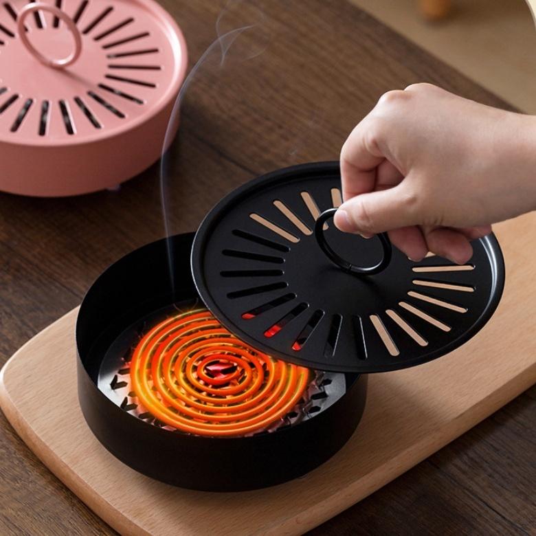 防滑設計加厚帶蓋蚊香盒(黑色/藍色/粉色)【現貨 附發票】-細節圖2