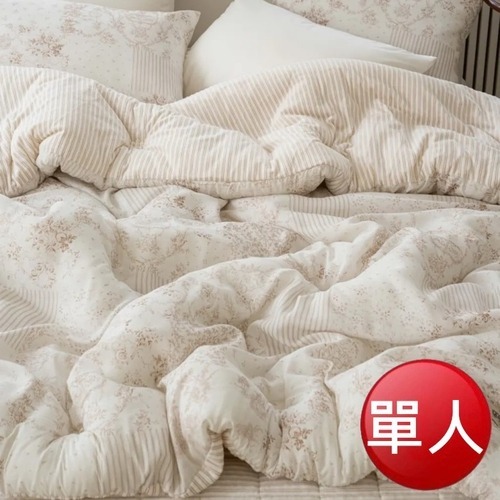 【現貨免運】韓國製 普羅旺斯 天絲莫代爾+毛絨雙材質冬被(150*200)-粉/杏色/灰-細節圖2