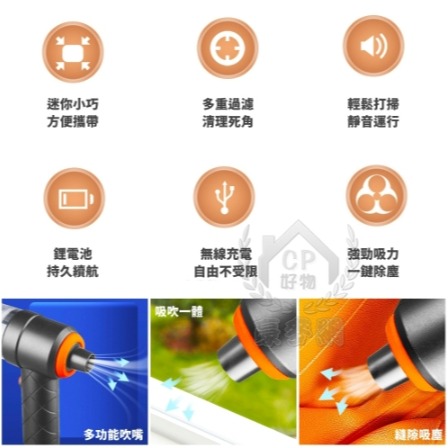 二合一吸塵器120W乾濕兩用USB充電款-細節圖4