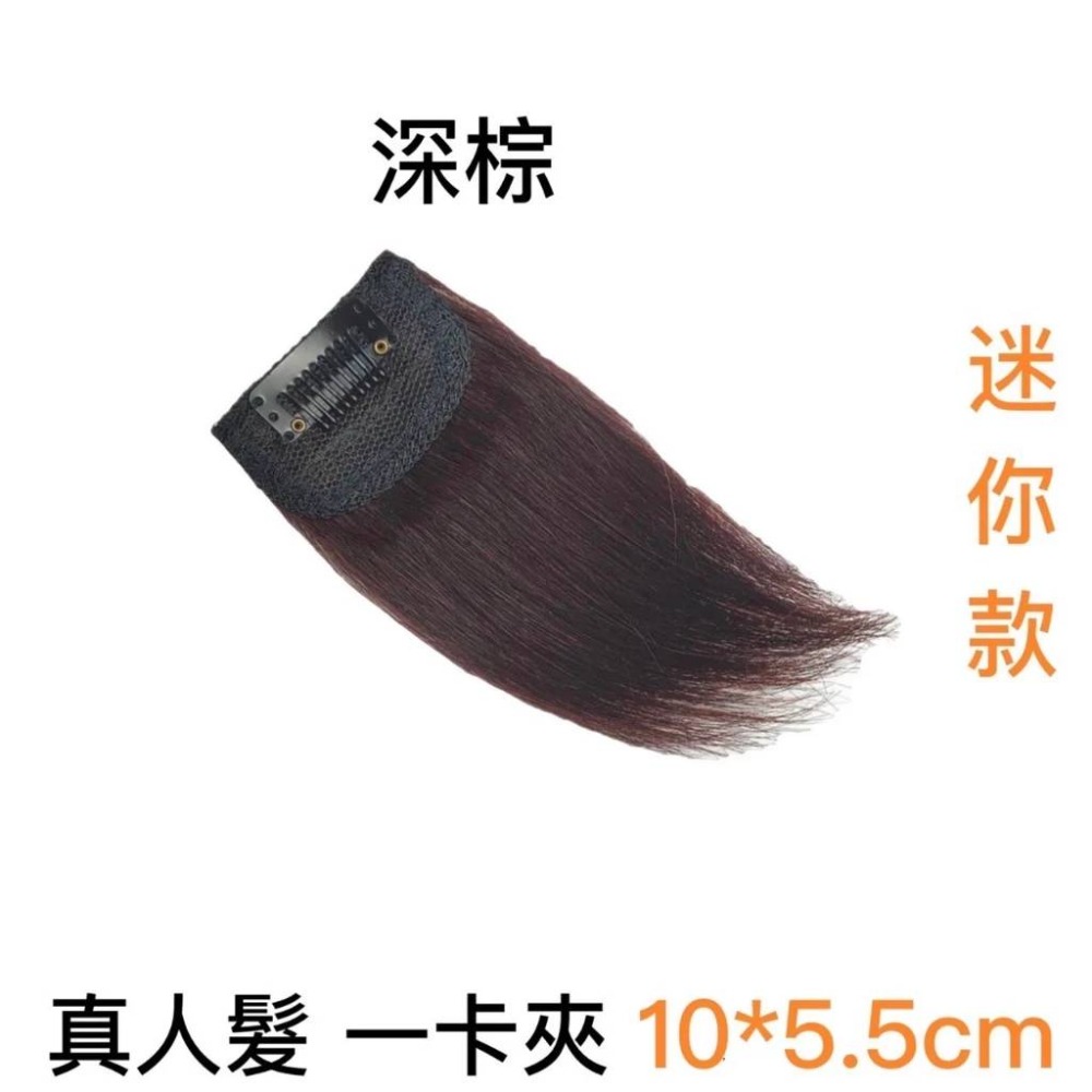 真人髮 一卡夾10*5.5cm 深棕1片