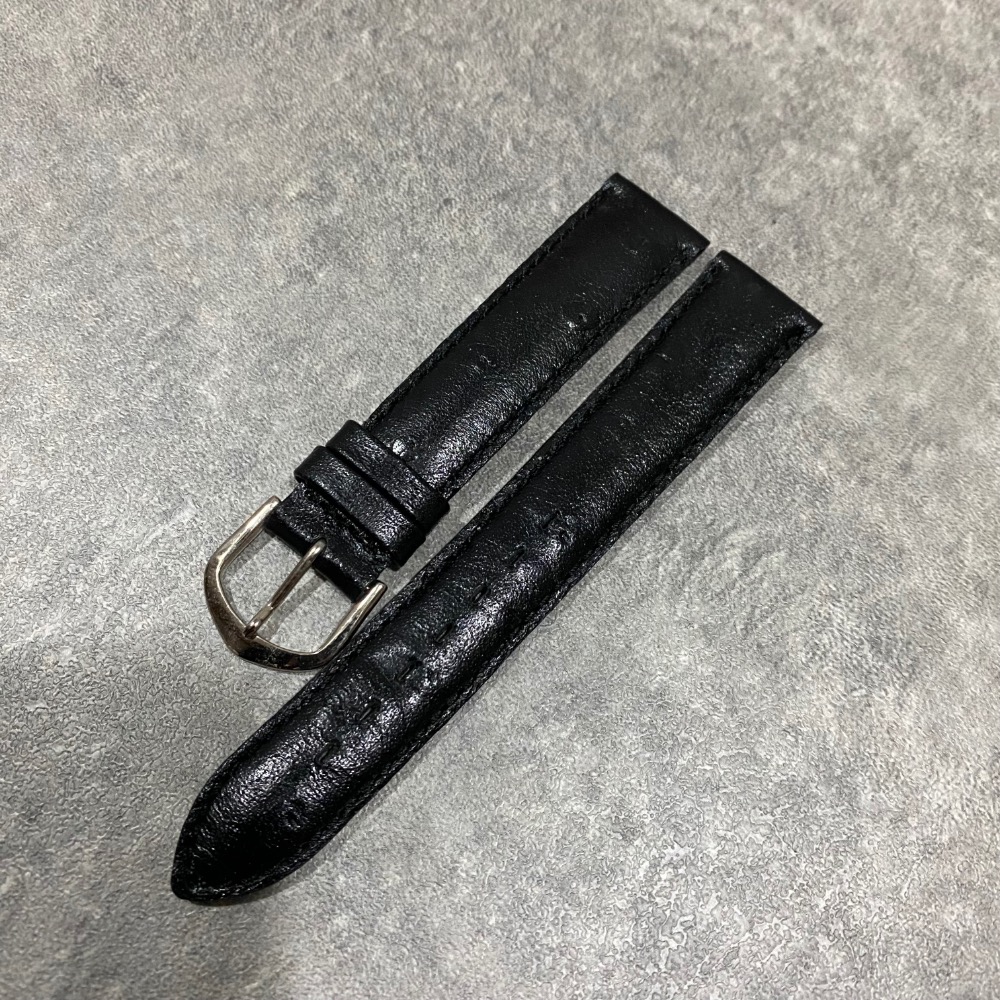 現貨 高質感 鴕鳥皮 鴕鳥皮紋路 皮錶帶 錶帶 稀少 老物 18MM 12MM 黑色 綠色 藍色 古董錶 精工 GS-規格圖6
