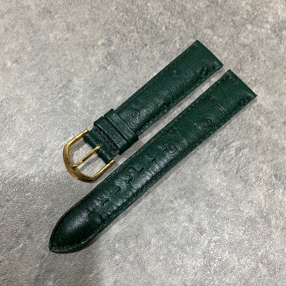 現貨 高質感 鴕鳥皮 鴕鳥皮紋路 皮錶帶 錶帶 稀少 老物 18MM 12MM 黑色 綠色 藍色 古董錶 精工 GS-規格圖6