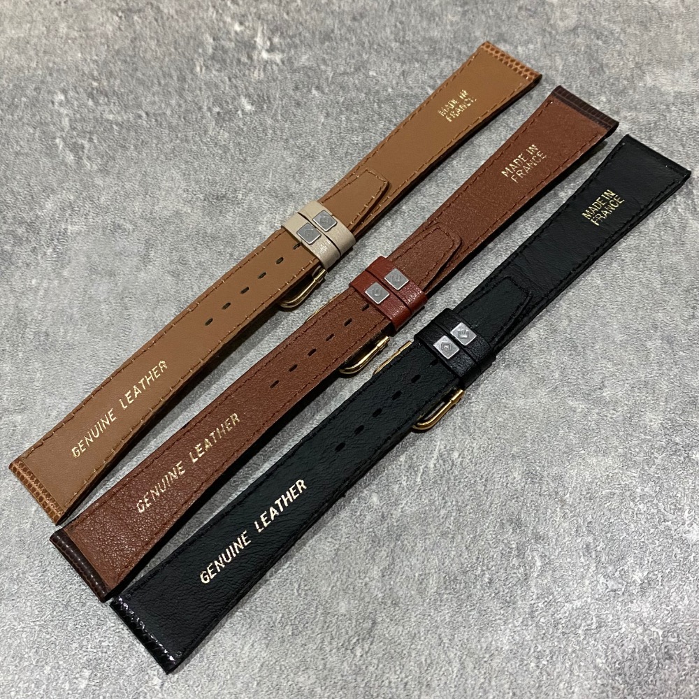 現貨 進口 法國製 皮錶帶 鱷魚皮紋路 黑色 咖啡色 咖啡 深棕 棕色 淺棕 COBRA 18MM 俐落 修身 12MM-細節圖2