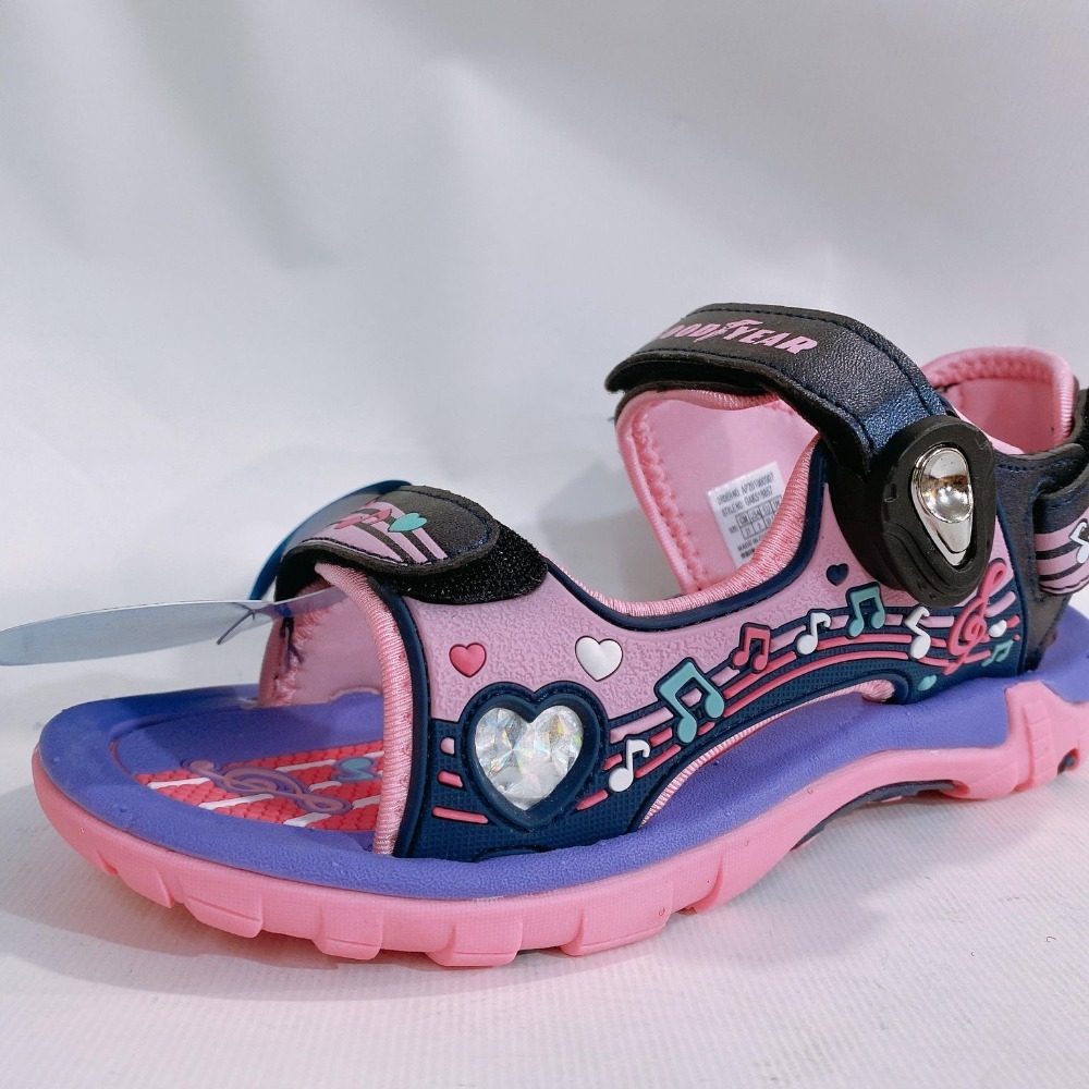 金英鞋坊 GOODYEAR固特異 童款繽紛樂章系列2WAY磁扣涼拖兩用鞋 18857-黑紫 超低直購價390元-細節圖2