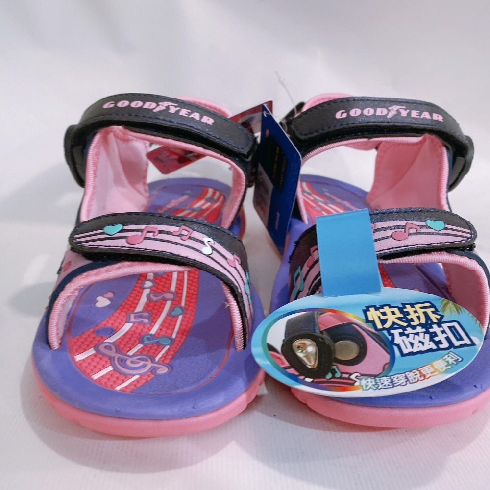金英鞋坊 GOODYEAR固特異 童款繽紛樂章系列2WAY磁扣涼拖兩用鞋 18857-黑紫 超低直購價390元-細節圖4