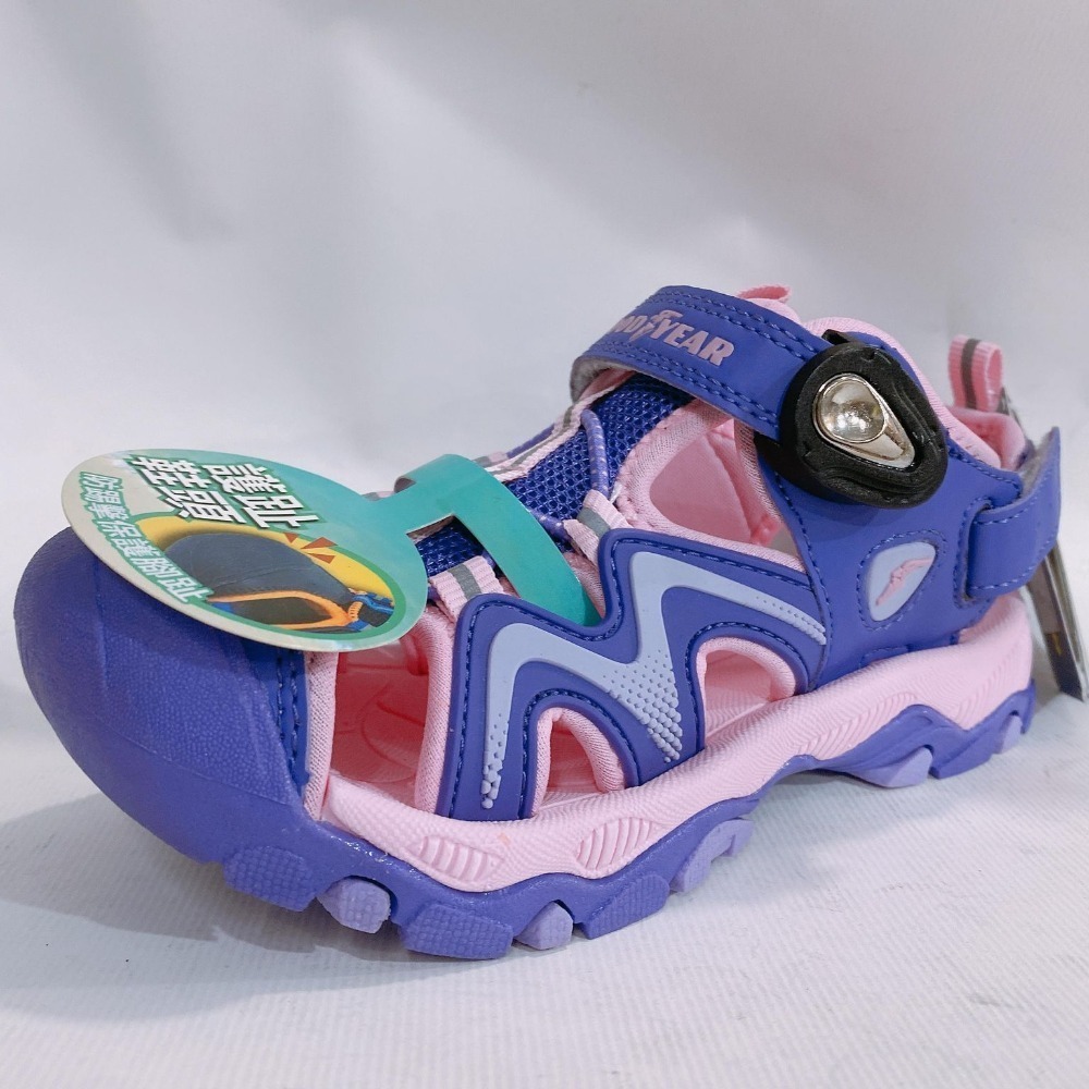 金英鞋坊~GOODYEAR固特異 童款夏日遊趣系列護趾磁扣涼拖兩用鞋 18867-紫粉 超低直購價390元-細節圖2