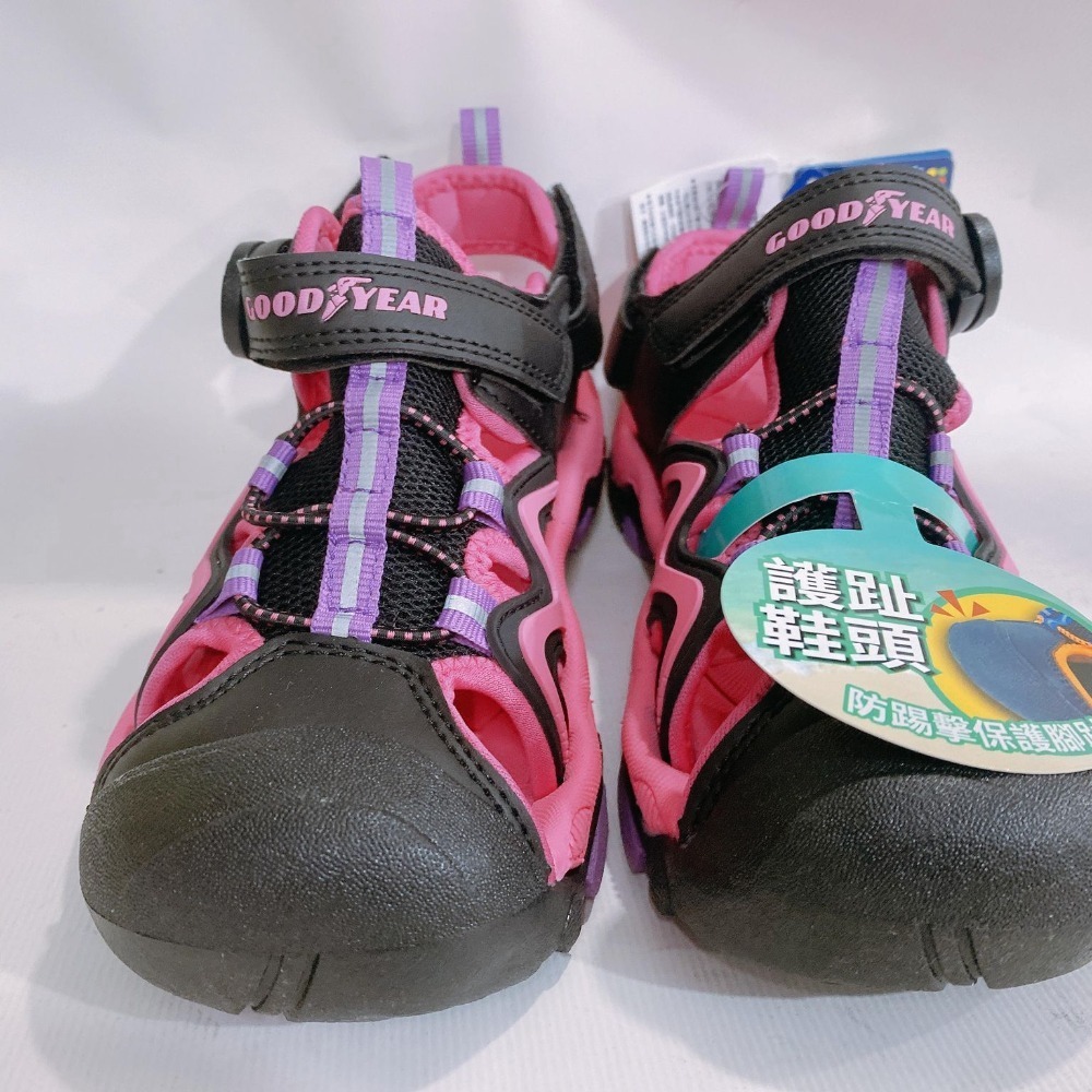 金英鞋坊 GOODYEAR固特異 童款夏日遊趣系列護趾磁扣涼拖兩用鞋 18862-黑桃 超低直購價390元-細節圖4