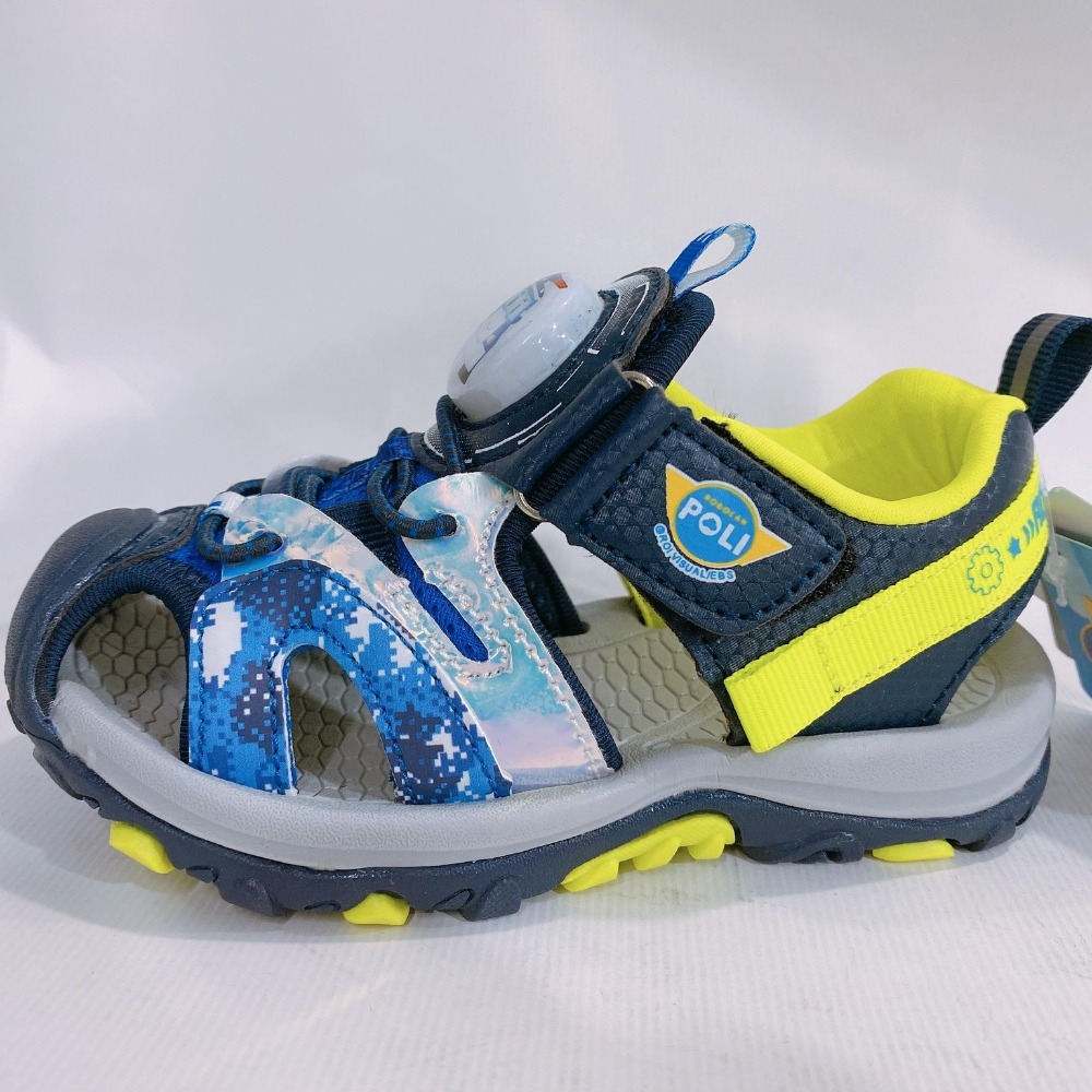 金英鞋坊~ 救援小隊變形警車POLI 羅伊 電燈護輕量涼鞋(台灣製造) 10226-藍綠 超低直購價299元(有燈)-細節圖3