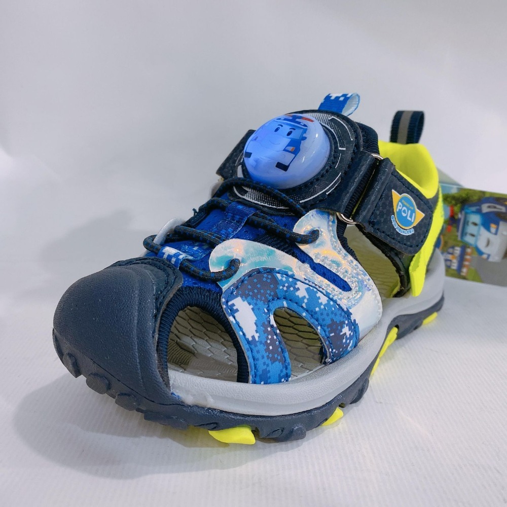 金英鞋坊~ 救援小隊變形警車POLI 羅伊 電燈護輕量涼鞋(台灣製造) 10226-藍綠 超低直購價299元(有燈)-細節圖4