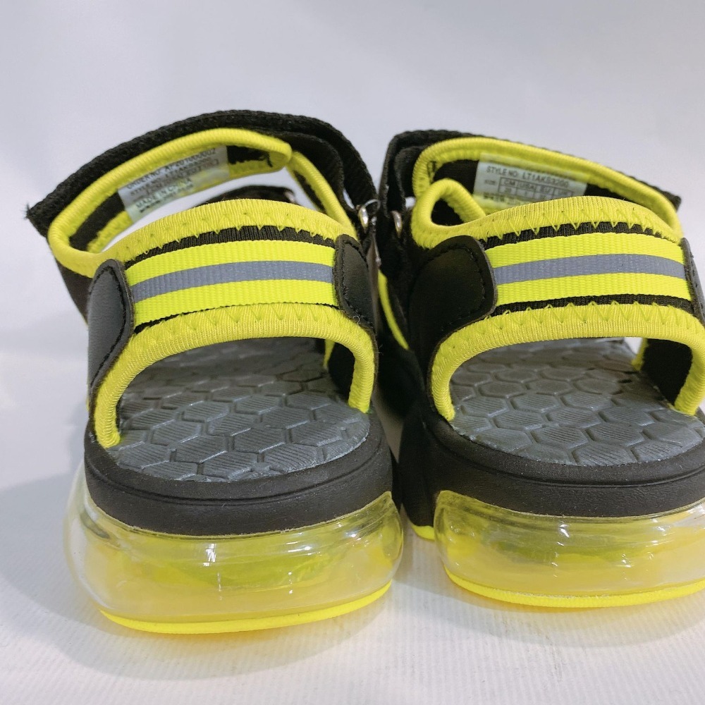 金英鞋坊~ LOTTO樂得-義大利第一品牌 童款輕量織帶氣墊涼鞋 3200-黑/螢光綠 超低直購價390元-細節圖7