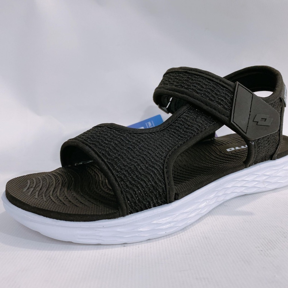 金英鞋坊~ LOTTO樂得-義大利第一品牌 女款Q-LIGHT 極輕量織帶涼鞋 3371-黑白超低直購價390元-細節圖3