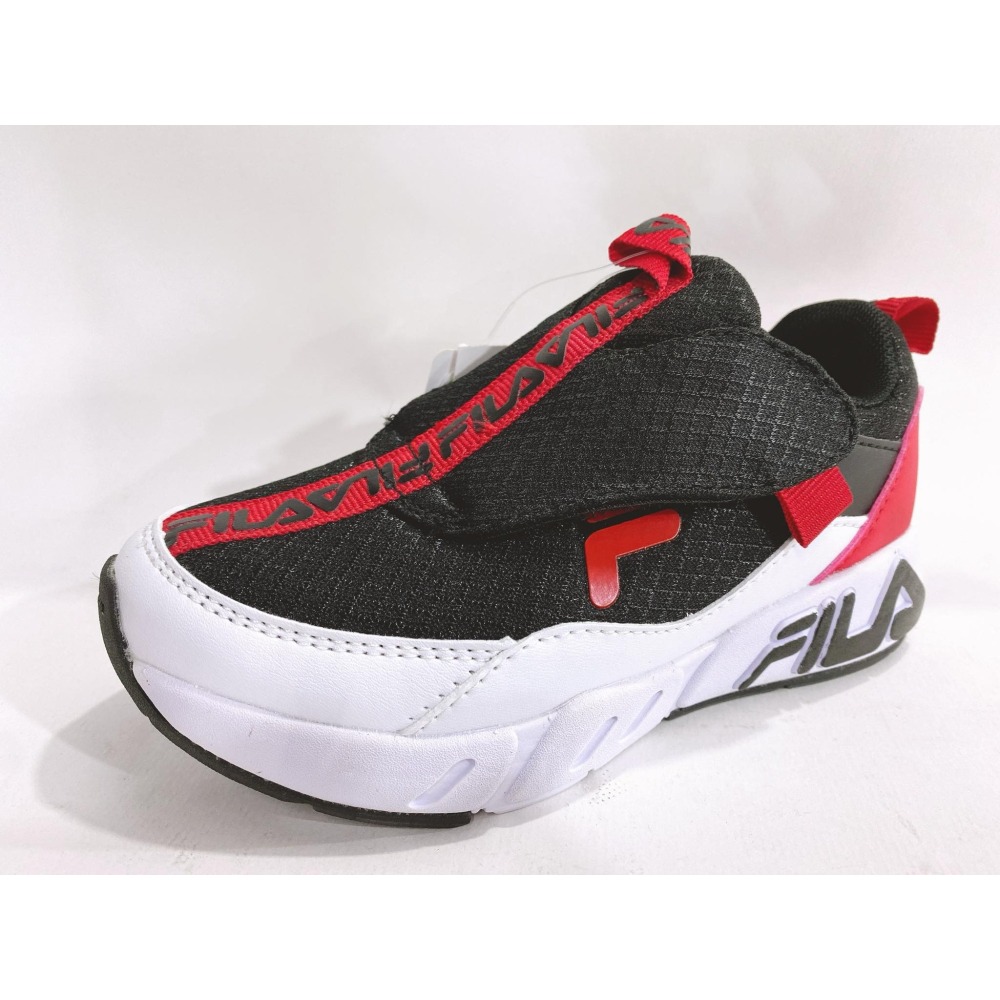 金英鞋坊~FILA 男童 輕量4大機能慢跑運動鞋(足弓支撐鞋墊) 2-J832W-020-黑紅 超低直購價850元-細節圖2