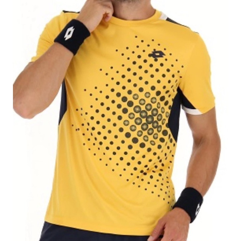 金英鞋坊~LOTTO樂得-義大利第一品牌南款專業網球T-SHIRT LT2173407KM-黃色-白色特價290元-細節圖2