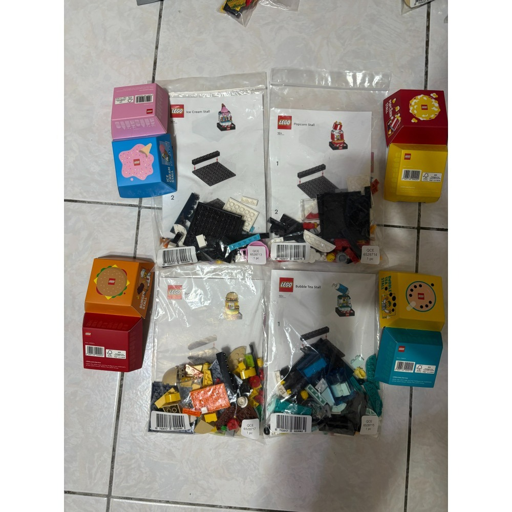 歡樂食刻 一套共四款 合售 漢堡攤 冰淇淋 爆米花 珍珠奶茶攤  𝗕𝗥𝗜𝗖𝗞 𝗕𝗜𝗧𝗘 𝗦-細節圖2